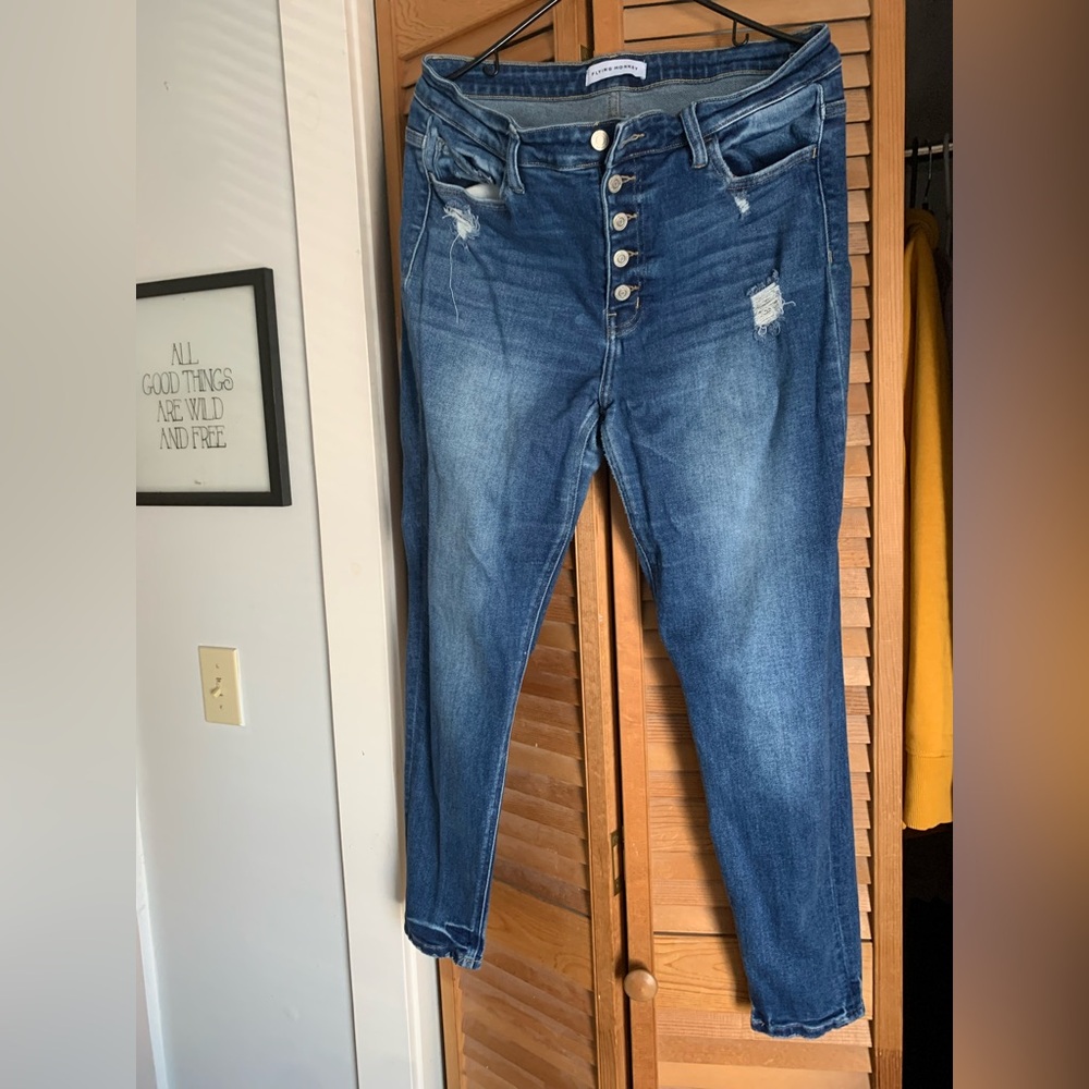 Flying Monkey Distressed Blue Skinny Jeans